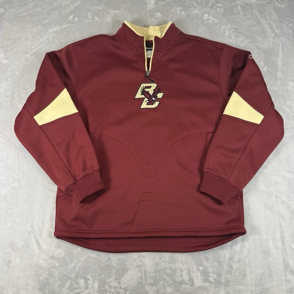 Boston College Eagles Reebok Fleece 1/4 Zip Pullover Chest Embroidered Men s L - Picture 2 of 12